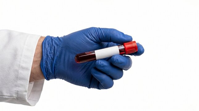 Medical professional holding a blood sample in a laboratory setting