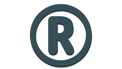 Obraz premium Dark teal registered trademark symbol isolated on white background. Professional legal compliance icon for brand protection and intellectual property rights