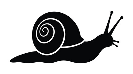 Black Snail Silhouette On White Background Minimalist Design © MD