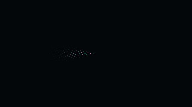 Abstract radar scan with colorful glowing dots on black background