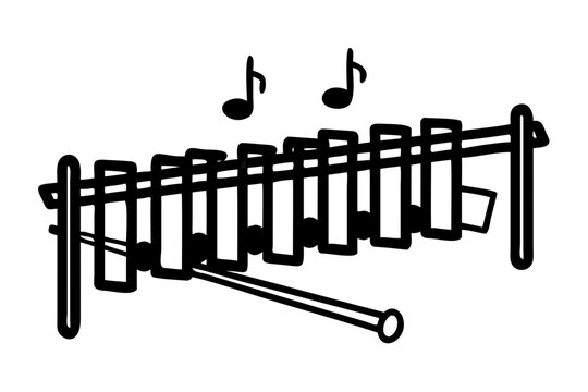 vibraphone percussion instrument silhouette illustration for music band orchestra jazz and rhythm design