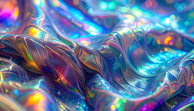 Abstract iridescent folds with wavy texture