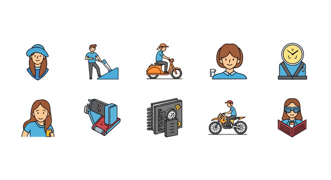 Delivery worker with various packages.