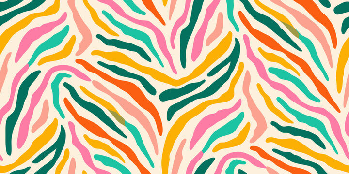 colorful zebra stripe pattern on cream background organic animal print design graphic