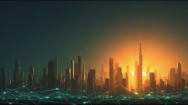 social network concept and computing technology cyber security , innovative Smart city and graphs with statistics to analyze business potential and predict future developments in company growth.
