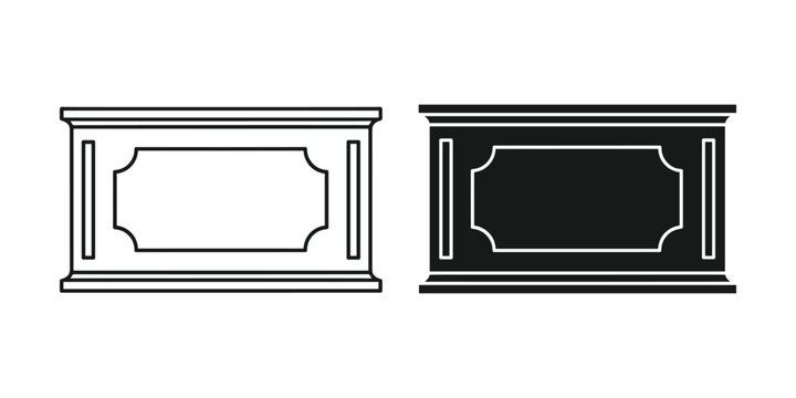 Elegant counter outline and solid silhouette with decorative panel for retail or service businesses
