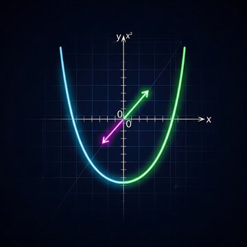 Colorful Parabola Graph with Coordinate Axes and Vectors.