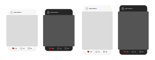 Social Media Post Mockup, Light and Dark Post Frame Template With Empty Space Vector illustration © MR Vector