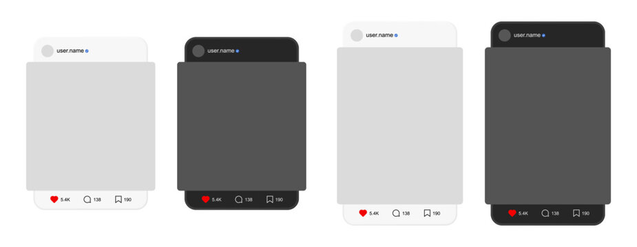 Social Media Post Mockup, Minimal Light and Dark Post Frame Template With Empty Space Vector illustration