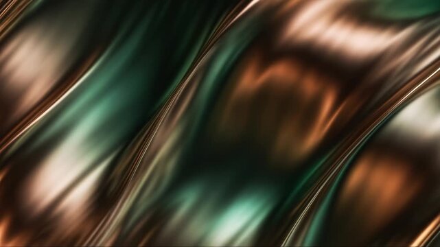 Emerald and bronze metallic liquid waves in abstract motion, premium luxury texture, elegant design, modern visual backdrop, creative branding.