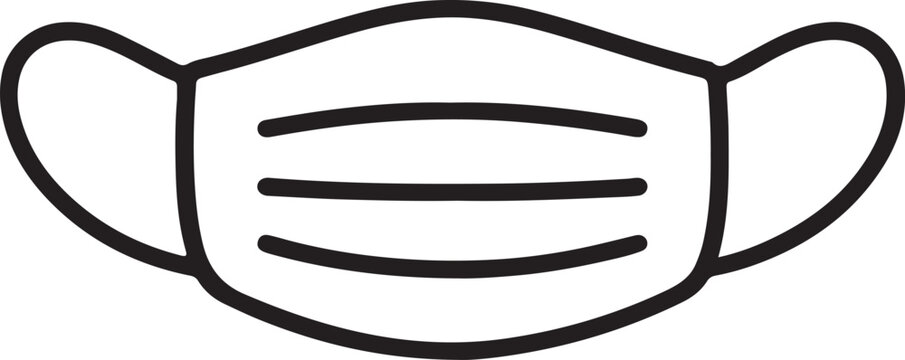 Minimal line face mask icon vector isolated on white background. Clean medical outline symbol.