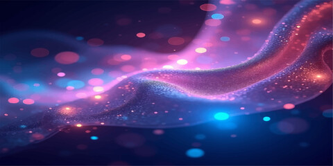 Abstract glowing light background with stars and galaxy in blue purple night sky energy design © JAFOR