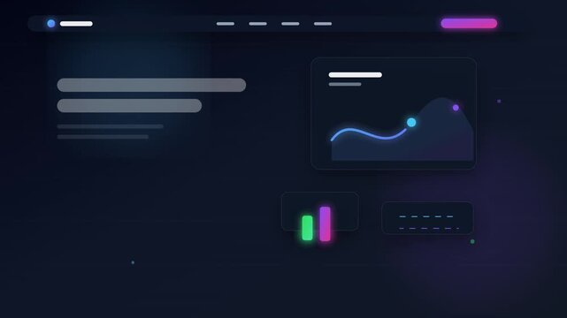 Cyber Data Visualization Screen Layout Background | Professional HUD Tech Application Presentation Video | Minimalist Glow Line Chart Graph Animation Elements