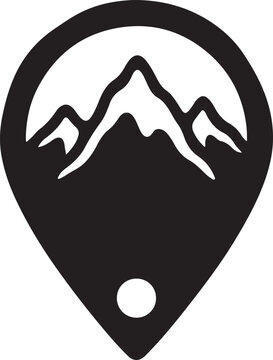 Mountain location pin icon silhouette travel and adventure point of interest