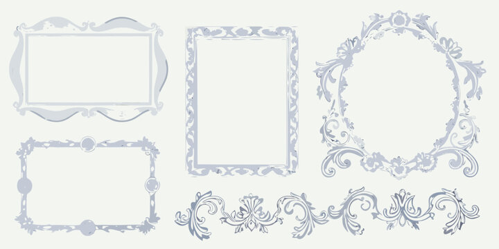 elegant baroque and rococo style decorative frames vector ornate illustration design pattern