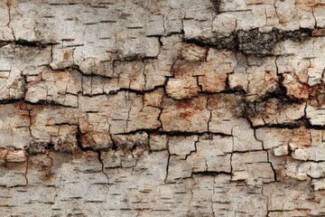 Fototapeta premium Tree Bark Close-Up Rough Cracked Horizontal Fissures Beige Gray Reddish Brown, Flaky Peeling Natural Texture Macro, Ecology Art Study
