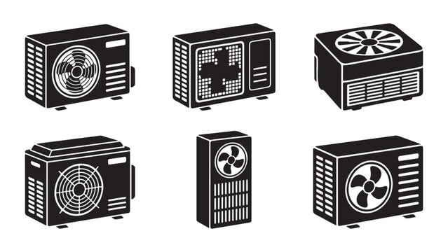 Air Conditioning Unit Outdoor Condenser Icon Set