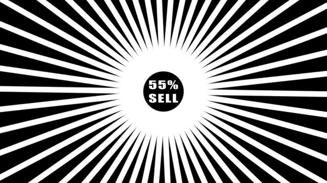 Comic retro background. Sunburst, radial, sunlight, 55,SALE ,circus, stripe background rotation Fantastic tunnel, .Abstract tunnel .Wallpaper with black and white shapes.