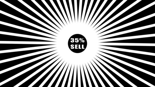 Comic retro background. Sunburst, radial, sunlight, 35,SALE ,circus, stripe background rotation Fantastic tunnel, .Abstract tunnel .Wallpaper with black and white shapes.