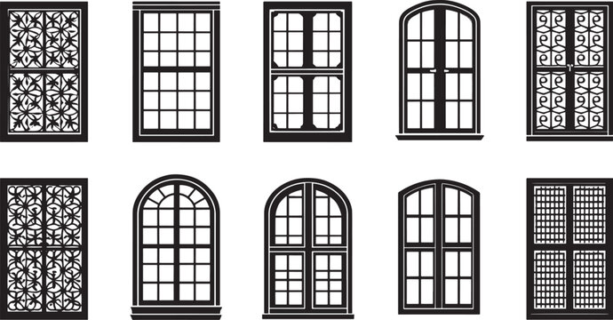 various window grill black designs collection set