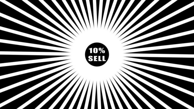 Comic retro background. Sunburst, radial, sunlight, 10,SALE ,circus, stripe background rotation Fantastic tunnel, .Abstract tunnel .Wallpaper with black and white shapes.