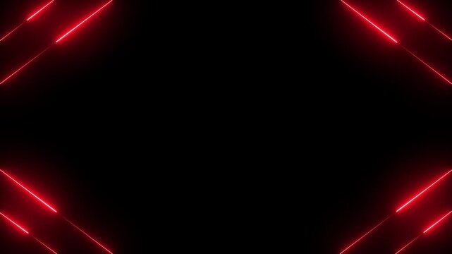 Neon glowing red line Seamless animation on black background Abstract neon red rays and glowing lines animated with 4k video...