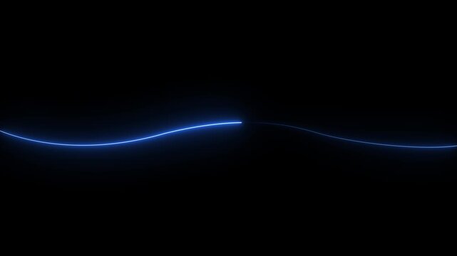 Straight neon line icon animation. bule Glowing neon red color line icon animation on . Fist speed Horizontal neon line moving from right to left on black screen.4k motion video.