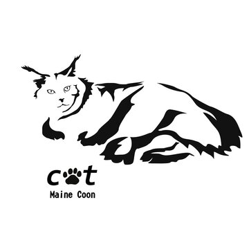 Vector drawing of a cat. Black and white gestalt design of a funny pet. Little kitty. Cute animal illustration. Postcard for International Cat Day. Drawing of an animal in the Gestalt style.