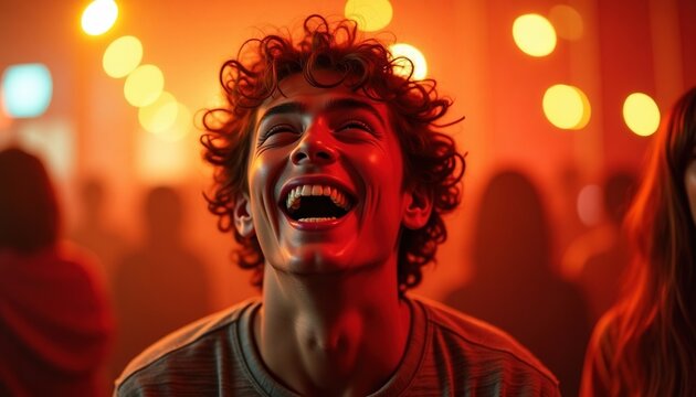 Portrait of Extremely Happy and Energetic Person Expressing Intense Joy and Excitement