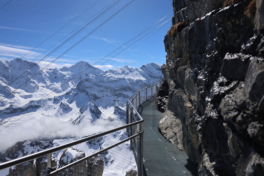 Cliff-Edge Walkway with Sweeping Swiss Alpine Panorama at Birg