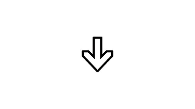 Simple Black Downward Arrow Icon on White Background, Directional Symbol