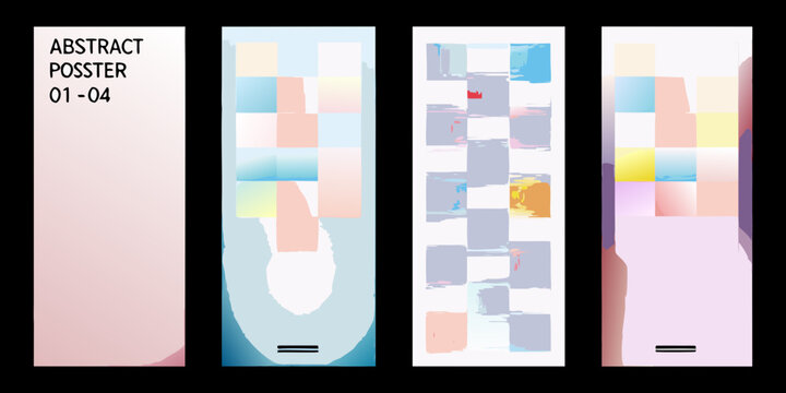 abstract poster set with colorful geometric shapes design vertical layout artwork collection