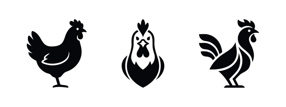 Chicken Icons: Hen, Rooster, and Face