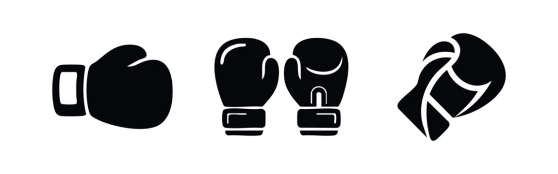 Boxing Glove Icons: Single, Pair, and Abstract