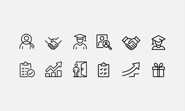 A set of icons related to the employee lifecycle that allows for line editing (not outlined). vector illustration