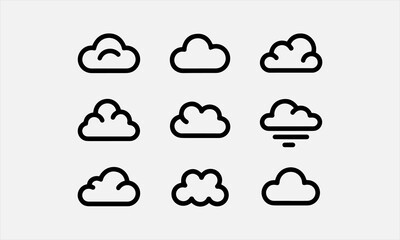 Obraz premium A set of vector cloud icons with editable lines (not outlined). vector illustration