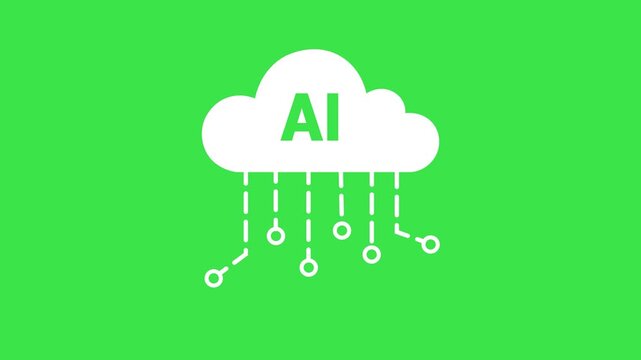 Artificial Intelligence Cloud Computing Animation, AI Data Network Technology Concept, Digital Processing