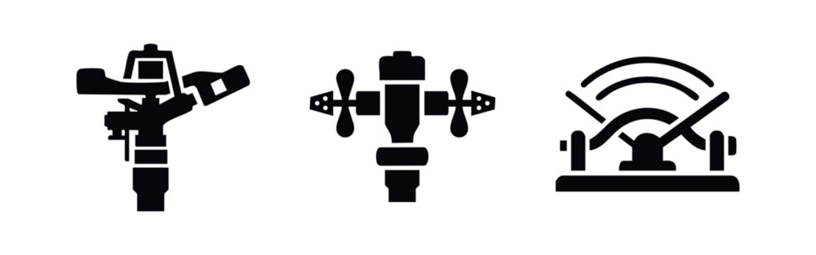 Agricultural Sprinkler and Irrigation System Icons Set