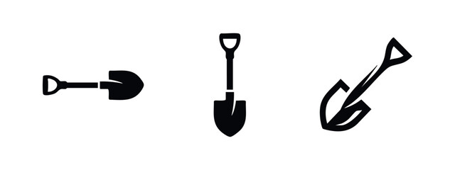Three shovel icons: digging, traditional, and angled © Lili
