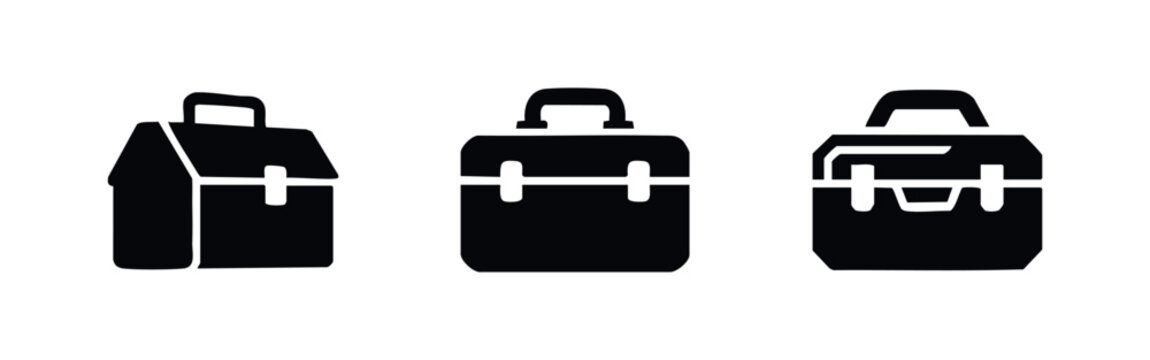 Three briefcase icons: classic, modern, and stylized