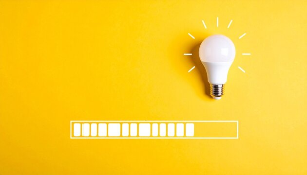 White lightbulb progress bar cubes innovation creativity concept
