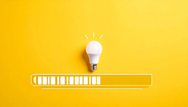 White lightbulb progress bar cubes innovation creativity concept