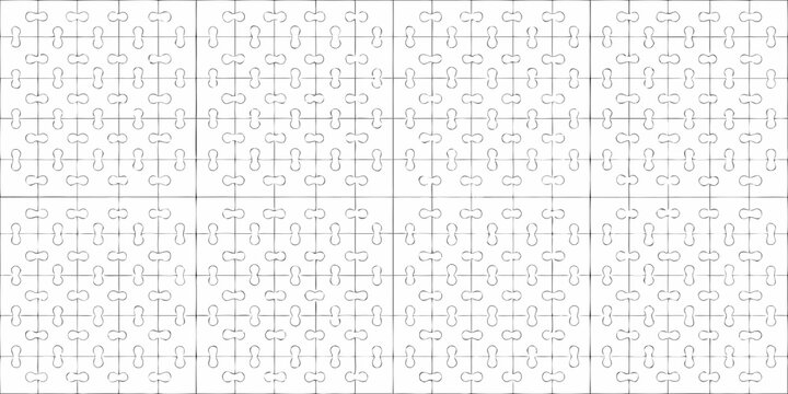 fully assembled jigsaw puzzle with interlocking pieces complete grid pattern lines shapes