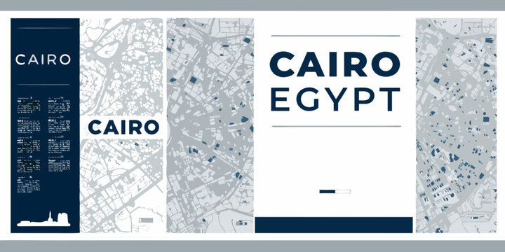 cairo egypt city maps in minimalist vector style design urban geography cartography