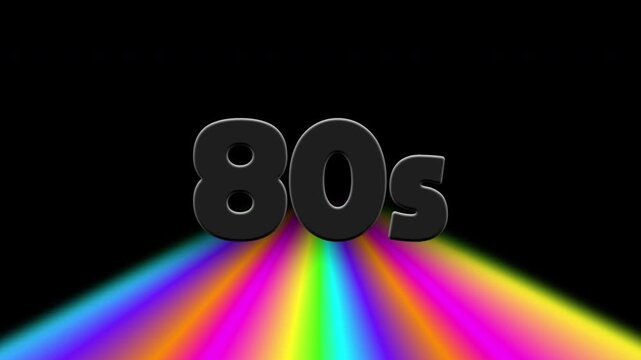 80s retro style animation with glowing neon rainbow color pattern with rotation effect, seamless loopable element, transparent background with alpha channel