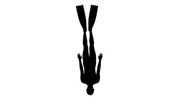 Silhouette of a diver with fins