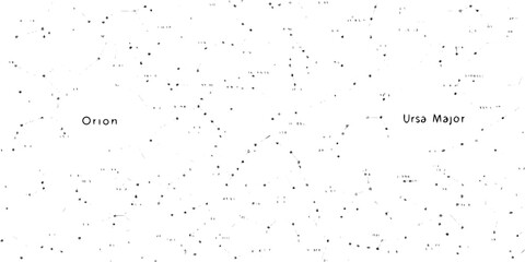 constellation chart with orion and ursa major black and white astronomy stars © Rina