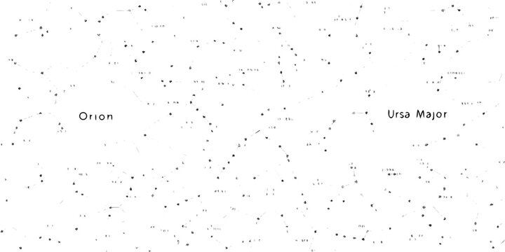 constellation chart with orion and ursa major black and white astronomy stars