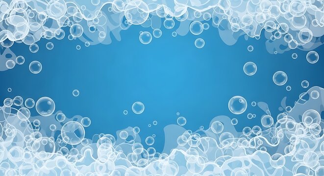 Abstract Bubbles Foam Texture with Soft Blue Background.