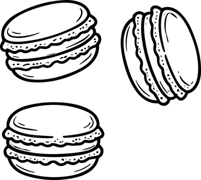 Hand Drawn Macarons Illustration: Sweet French Pastries, Elegant Dessert Design